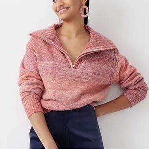 NWT J. Crew Relaxed half-zip stretch sweater in space dye